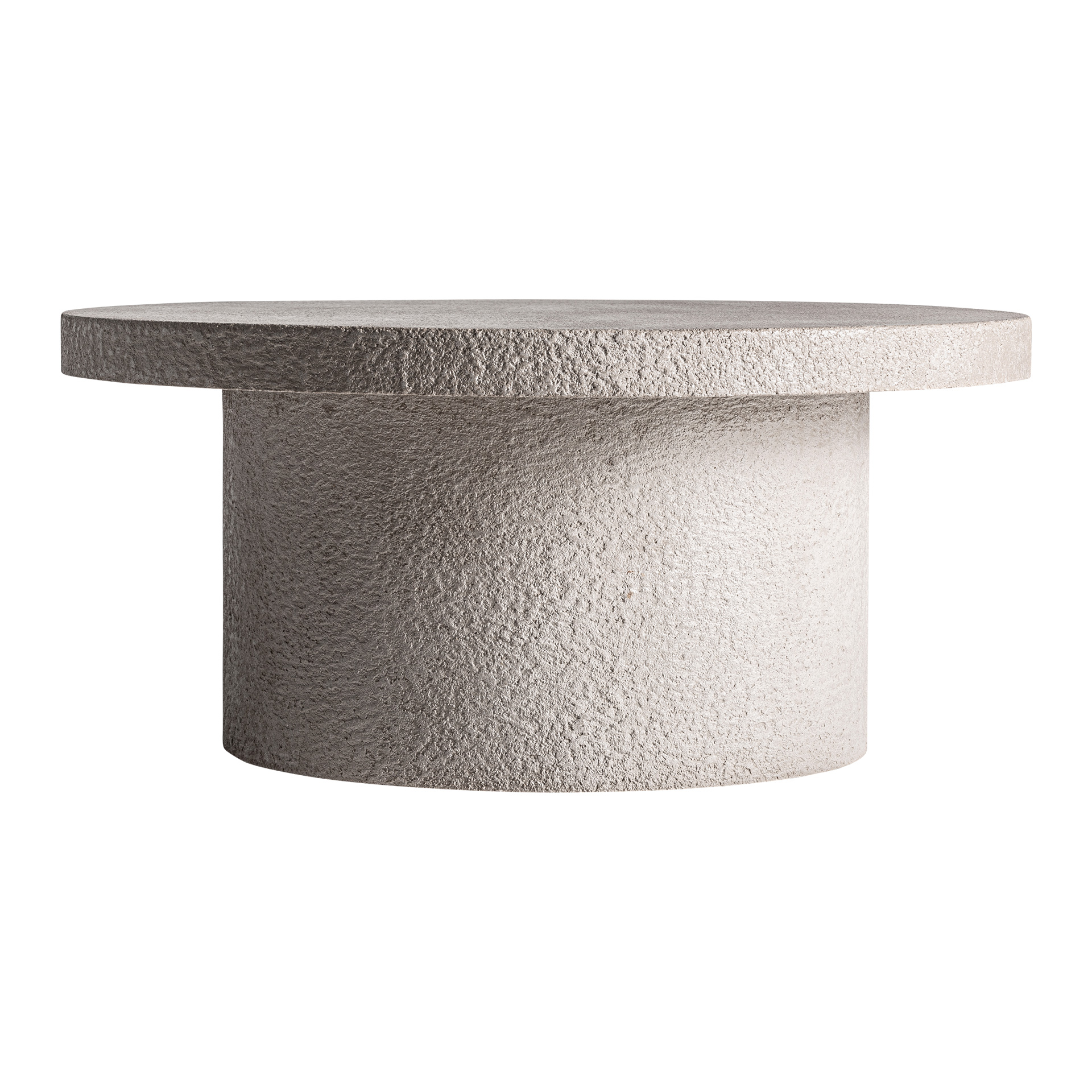 Mesa de centro Banfe de estilo contemporáneo fabricado en cemento en color blanco roto combinado con madera dm.