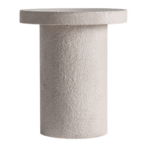 Mesa de centro Banfe de estilo contemporáneo fabricado en cemento en color blanco roto combinado con madera dm.