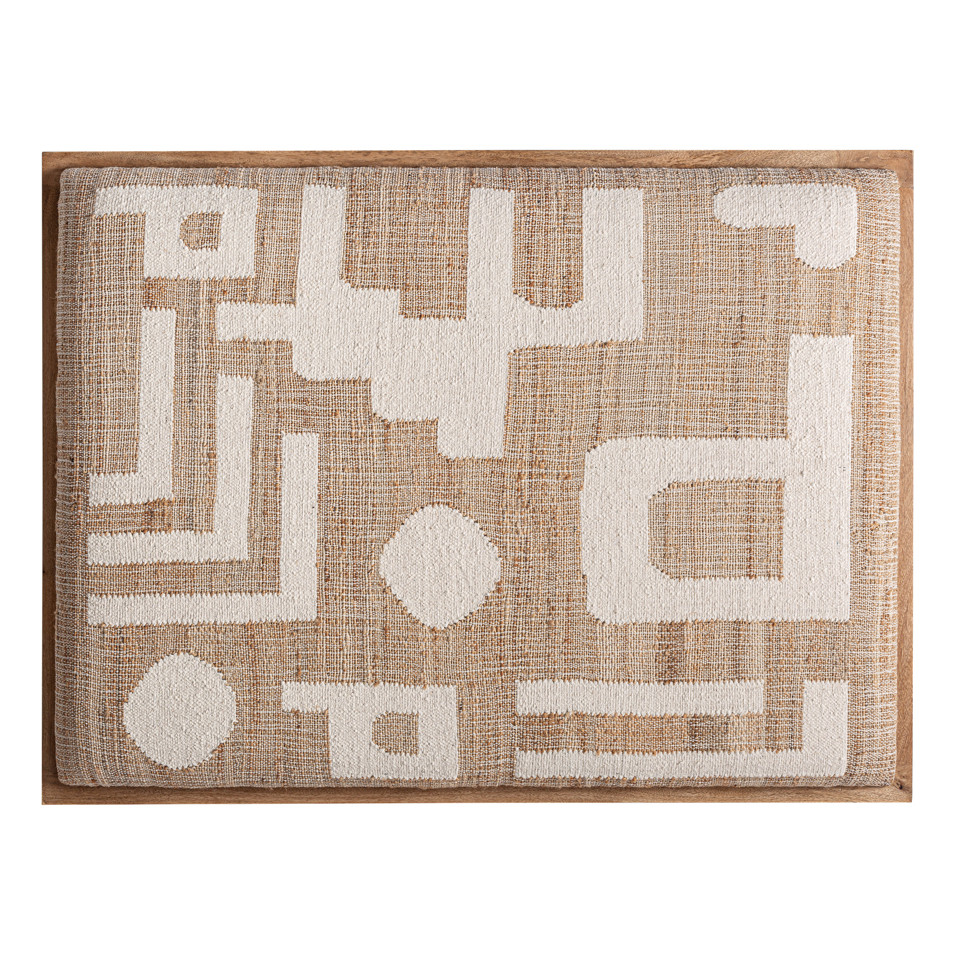 Cabezal Refford de estilo nórdico fabricado en yute en color tonos neutros combinado con algodón y madera de mango en color marrón.