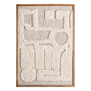 Cuadro Triton de estilo contemporáneo fabricado en algodón en color beige combinado con madera de mango en color marrón.