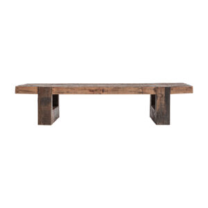 Mesa de centro Losse de estilo clásico fabricado en madera recuperada en color marrón.