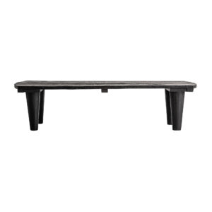 Mesa de centro Allons de estilo clásico fabricado en madera recuperada en color negro. Producto desmontable.