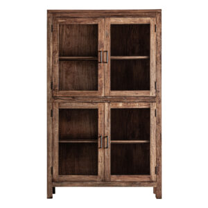 Vitrina Selby de estilo rústico fabricado en madera recuperada en color marrón combinado con hierro en color negro.