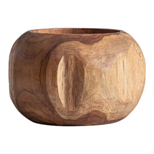 Jarrón Humble de estilo étnico fabricado en madera de teka en color marrón.
