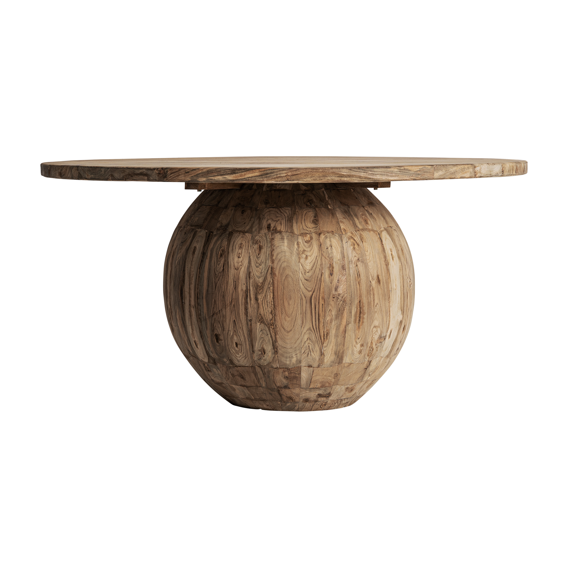 Mesa comedor Erloy de estilo rústico fabricado en madera de teka reciclada en color marrón claro con acabado envejecido. Producto desmontable.