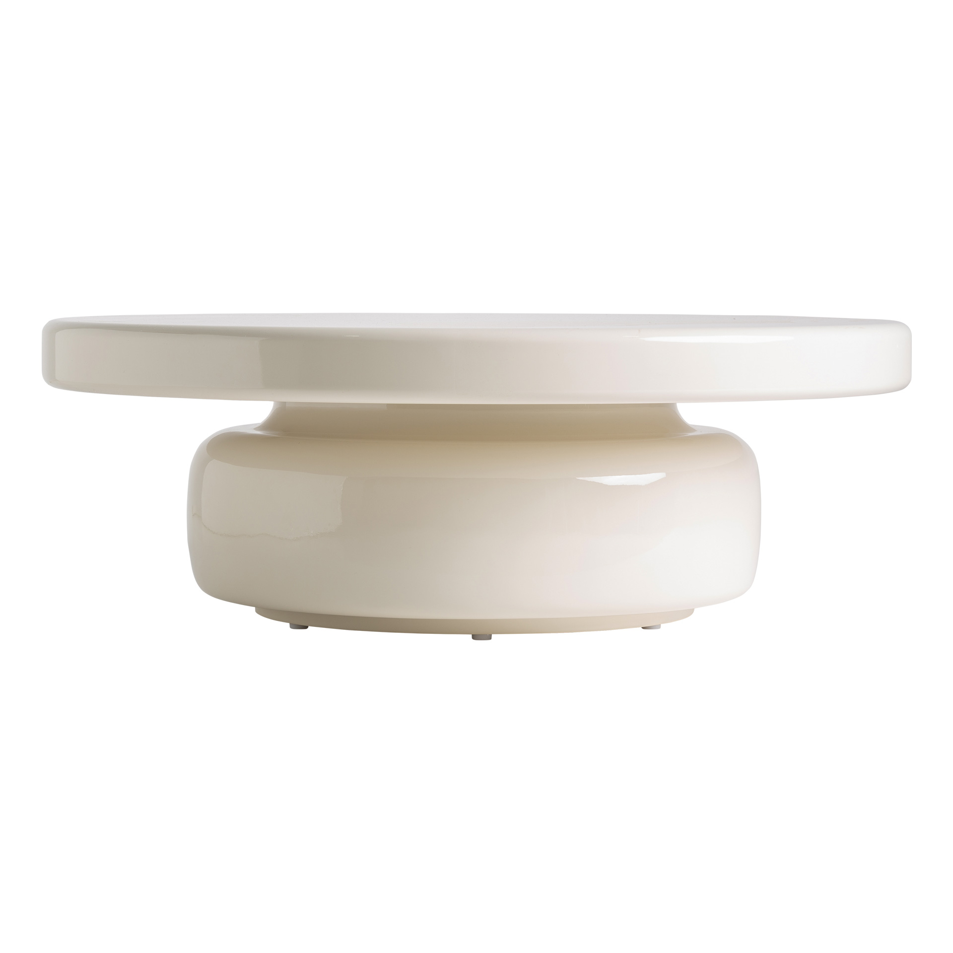 Mesa de centro Gory de estilo contemporáneo fabricado en madera dm en color crema combinado con fibra de vidrio.