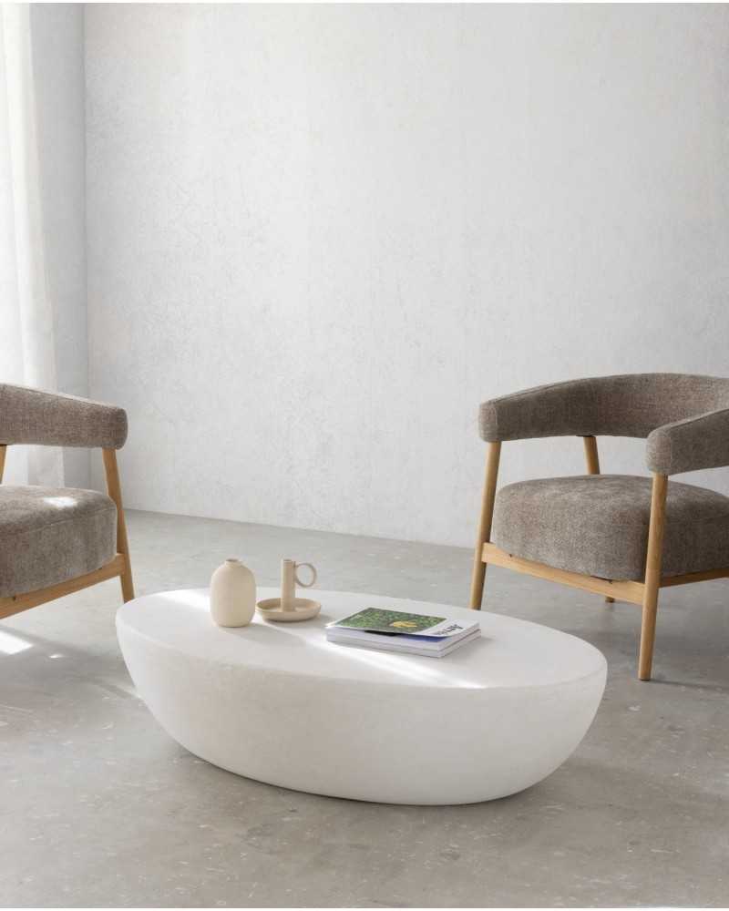 Mesa centro cemento blanco poliresina PEPITA - Imagen 2