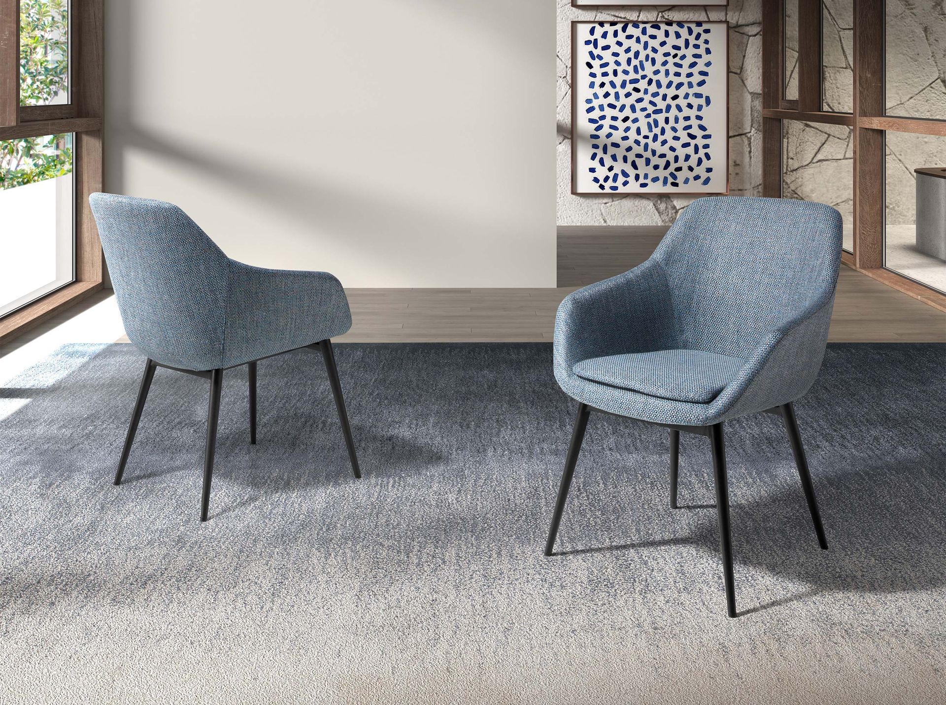 Silla tela azul grisáceo jaspeado - Imagen 3