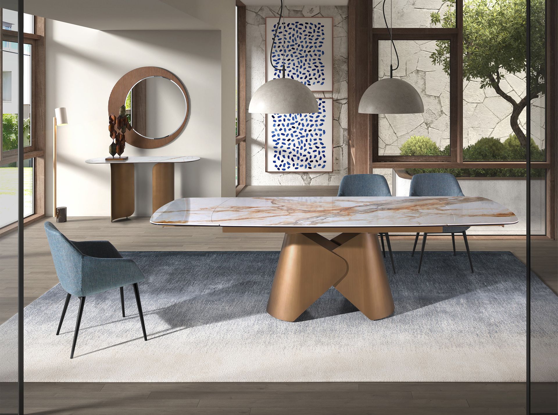 Silla tela azul grisáceo jaspeado - Imagen 5