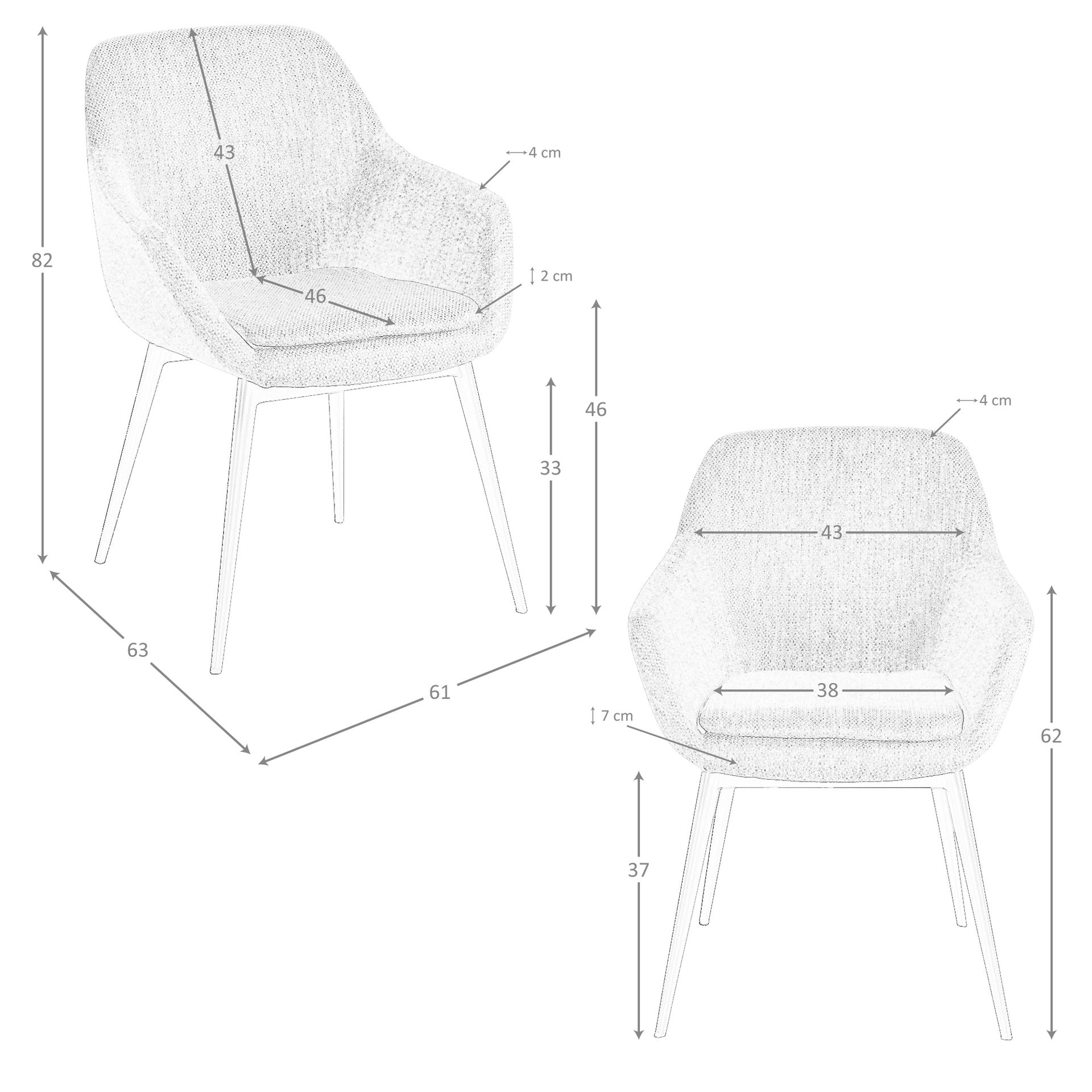 Silla tela azul grisáceo jaspeado - Imagen 9