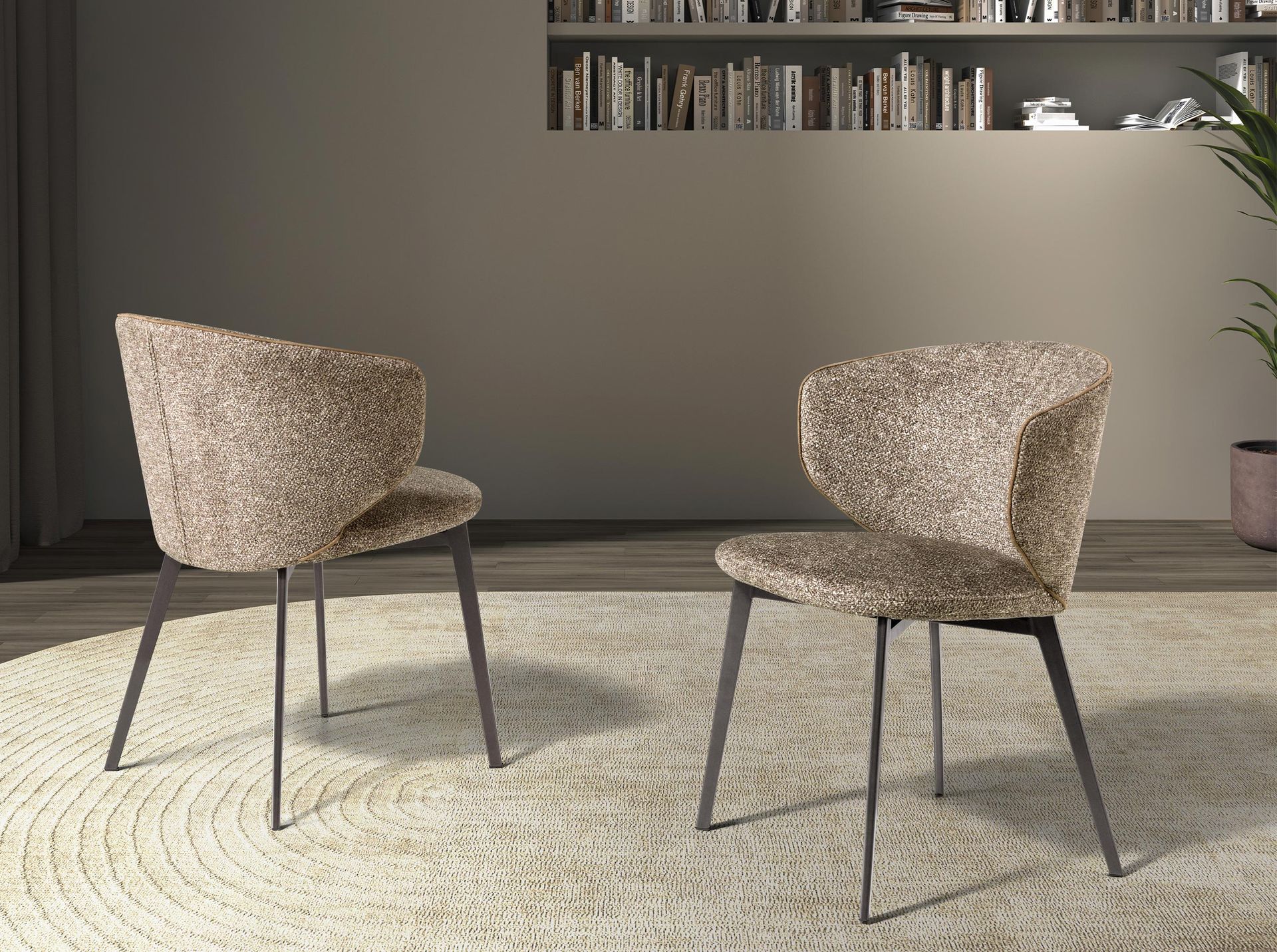 Silla tela marrón jaspeada - Imagen 3
