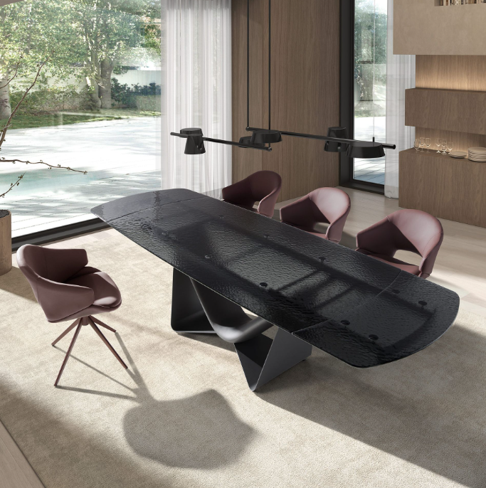 Mesa comedor extensible ovalada cristal negro Pepita - Imagen 4