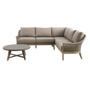 Rinconera set de jardín 3 piezas madera de acacia con cojines Pepita